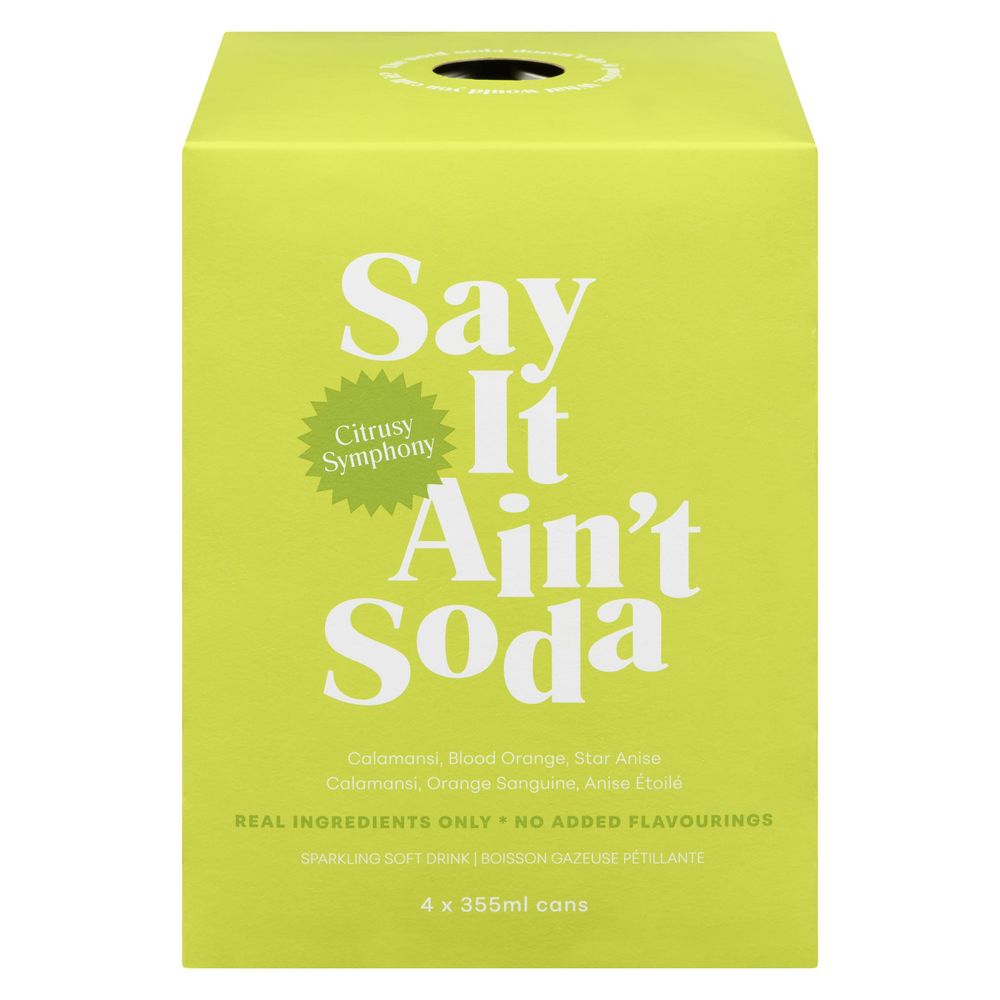 Say It Ain't Soda Citrusy Symphony Soda, 355 Ml -- 4 Per Case