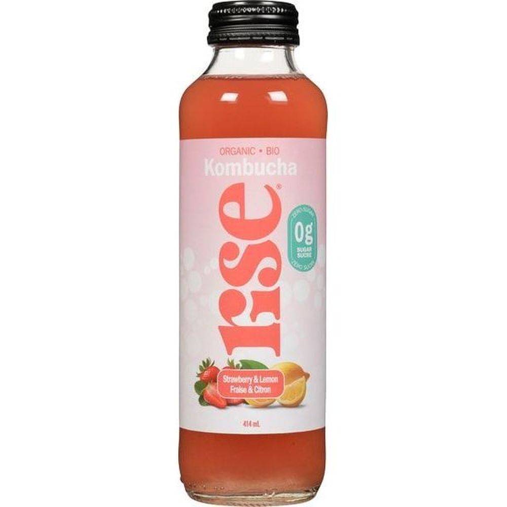 Rise Kombucha Bio Fraise-citron, 414 Ml – 12 Par Carton