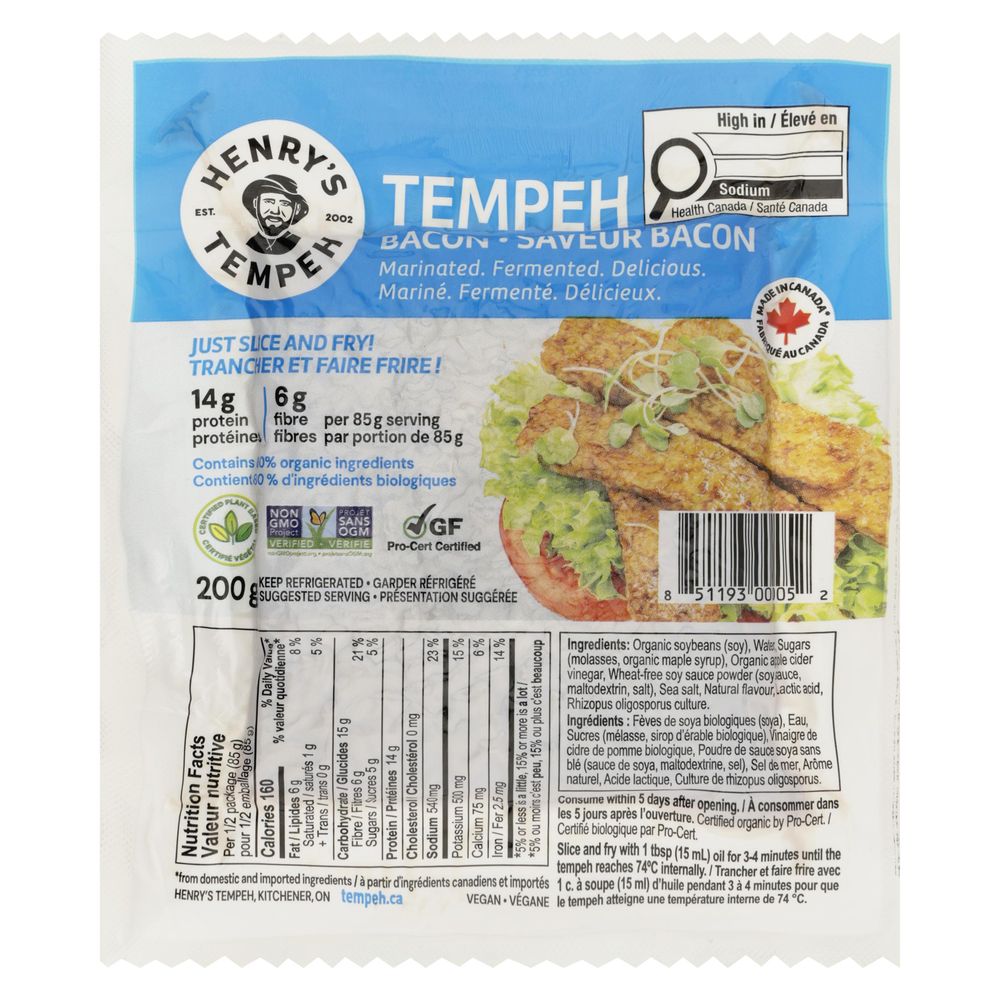 Henry's Tempeh ,bacon De Tempeh, 200 G