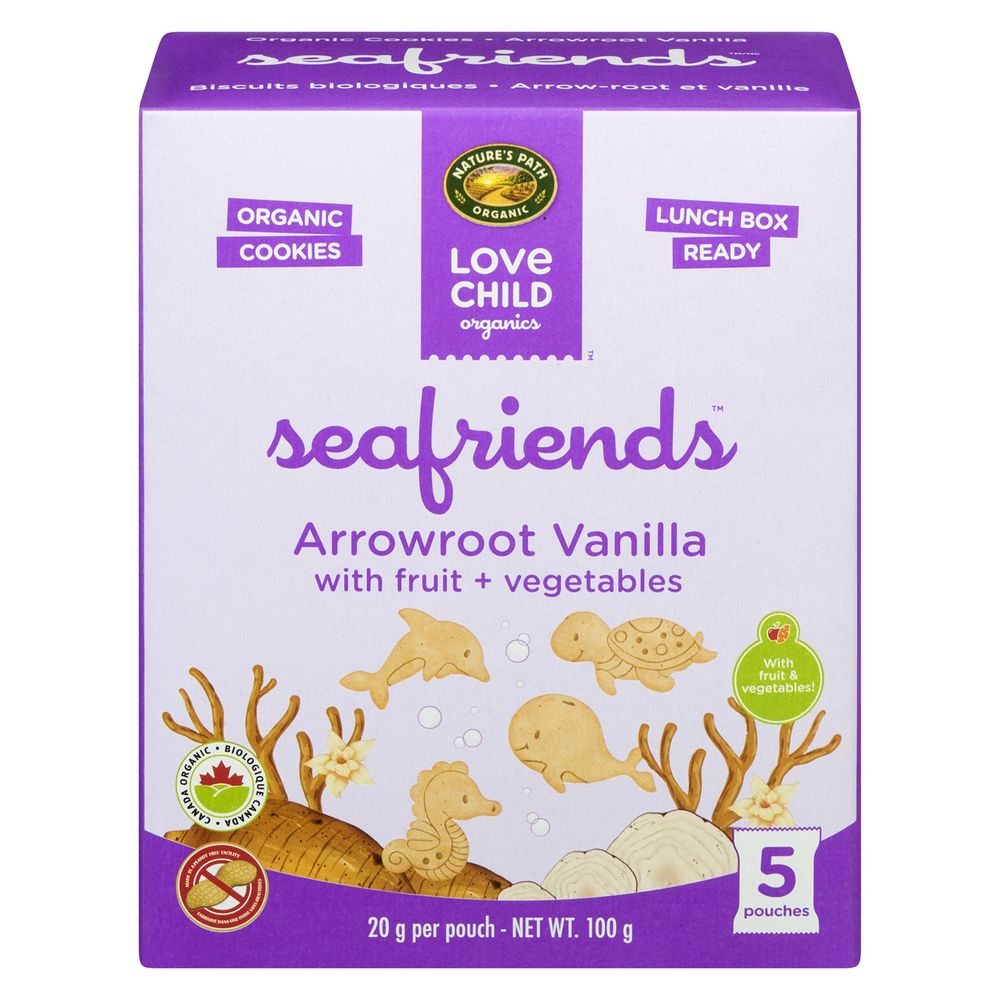 Love Child Organics Sea Friends Arrowroot Vanilla Cookies, 100 G