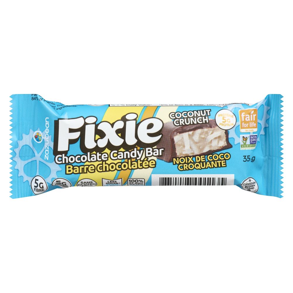 Zazubean Fixie Chocolate Covered Coconut Candy Bar, 35 G
