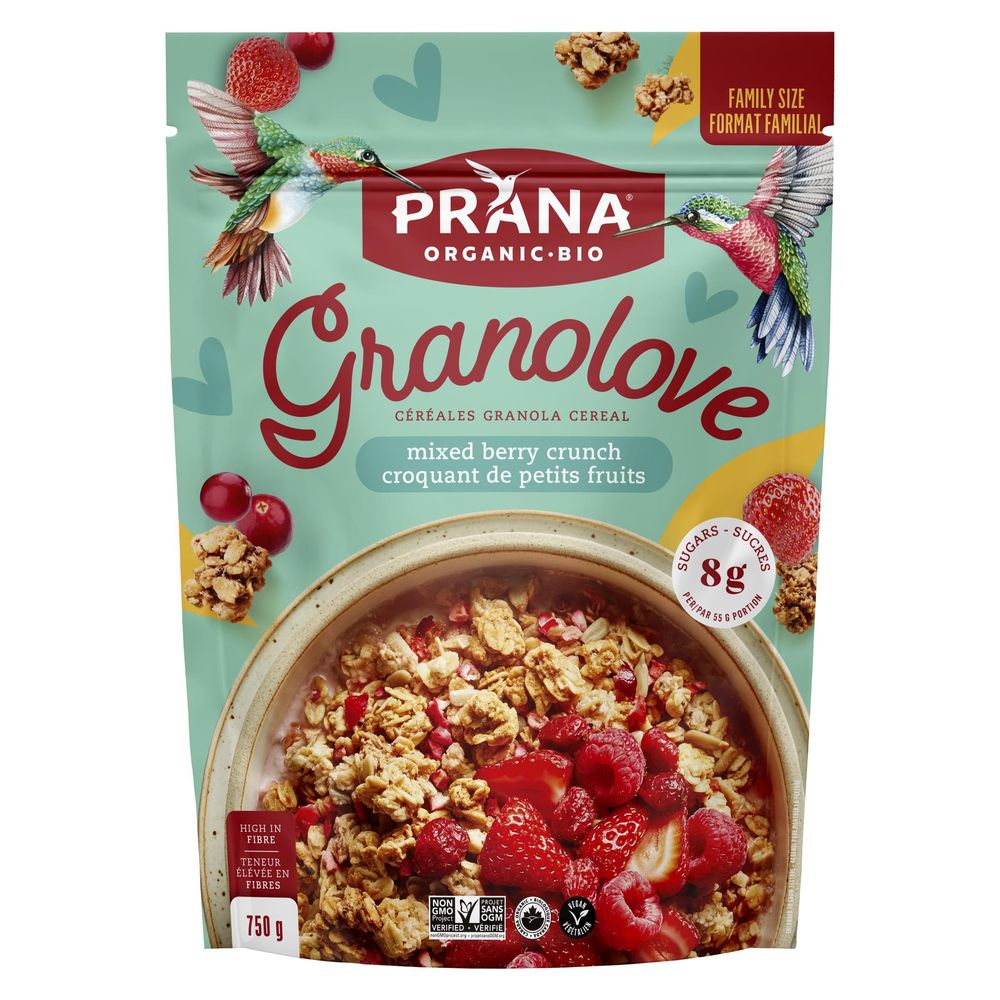 Prana Granola Croustillant Bio Granolove Aux Fruits Rouges, 750 G – 6 Par Caisse