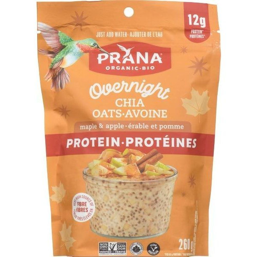 Prana Organic Overnight Chia Oats With Protein Maple And Apple, 260 G -- 6 Per Case