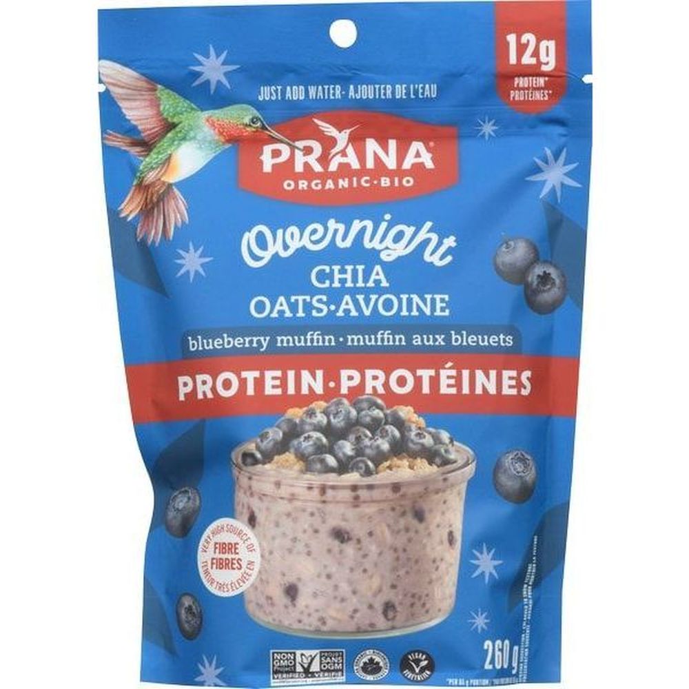 Prana Organic Overnight Chia Oats With Protein Blueberry Muffin, 260 G -- 6 Per Case