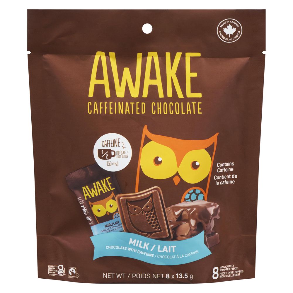 Awake Chocolate Caffeinated Milk Chocolate, 108 G
