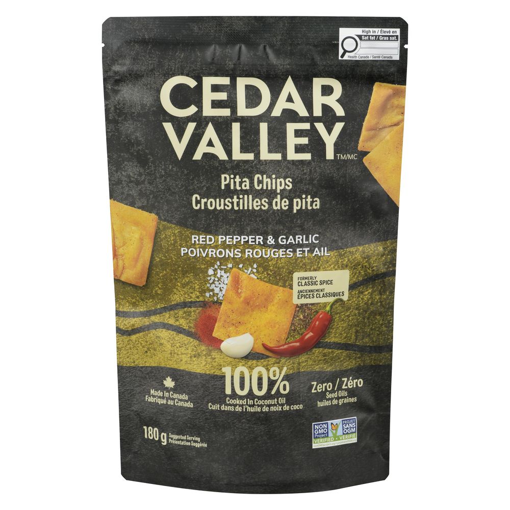 Cedar Valley Red Pepper And Garlic Pita Chips, 180 G