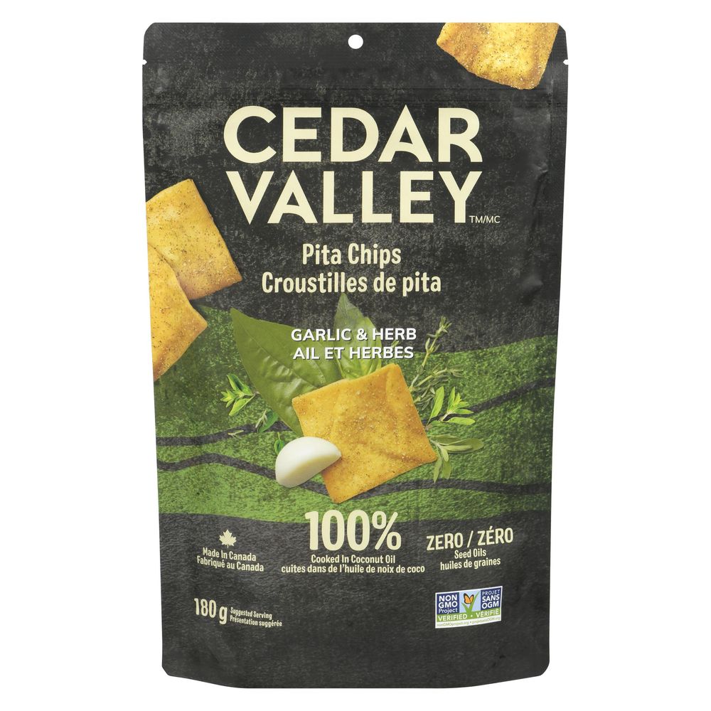 Cedar Valley Garlic And Herb Pita Chips, 180 G
