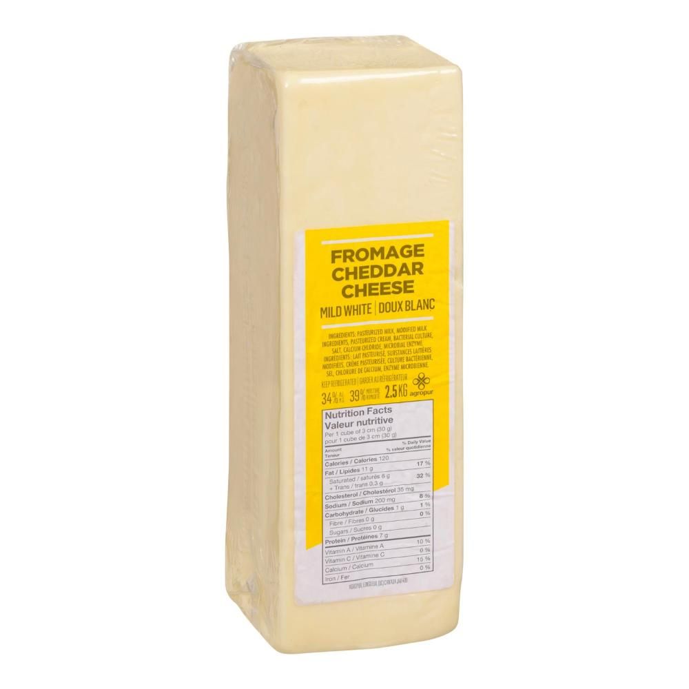 Agropur Mild White Cheddar Cheese, 2.5 Kg - 4 Per Case