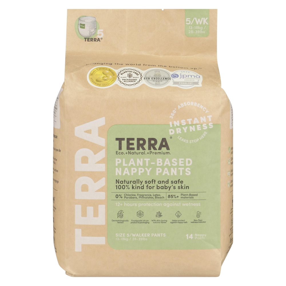 Terra Size 7 Walker 13-18kg Biodegradable Nappy Pants, 14 Count