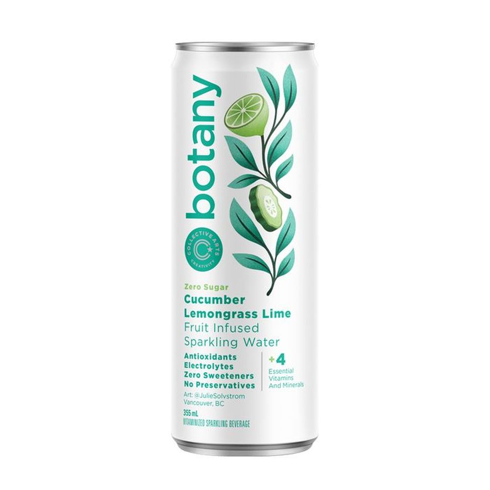 Collective Arts ,eau Pétillante Infusée Au Concombre, À La Citronnelle Et Au Citron Vert Botany, 355 Ml