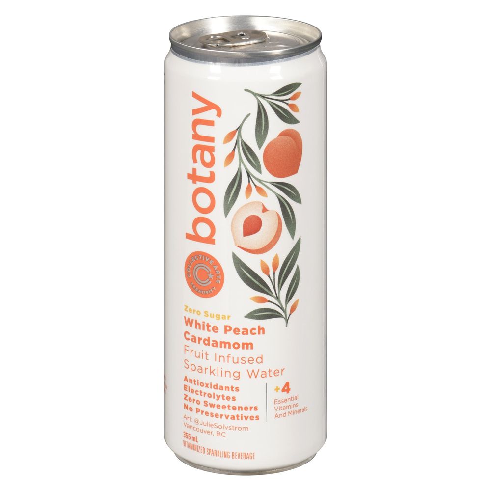 Collective Arts ,eau Pétillante Botanique Infusée Aux Fruits, Pêche Blanche Et Cardamome, 355 Ml