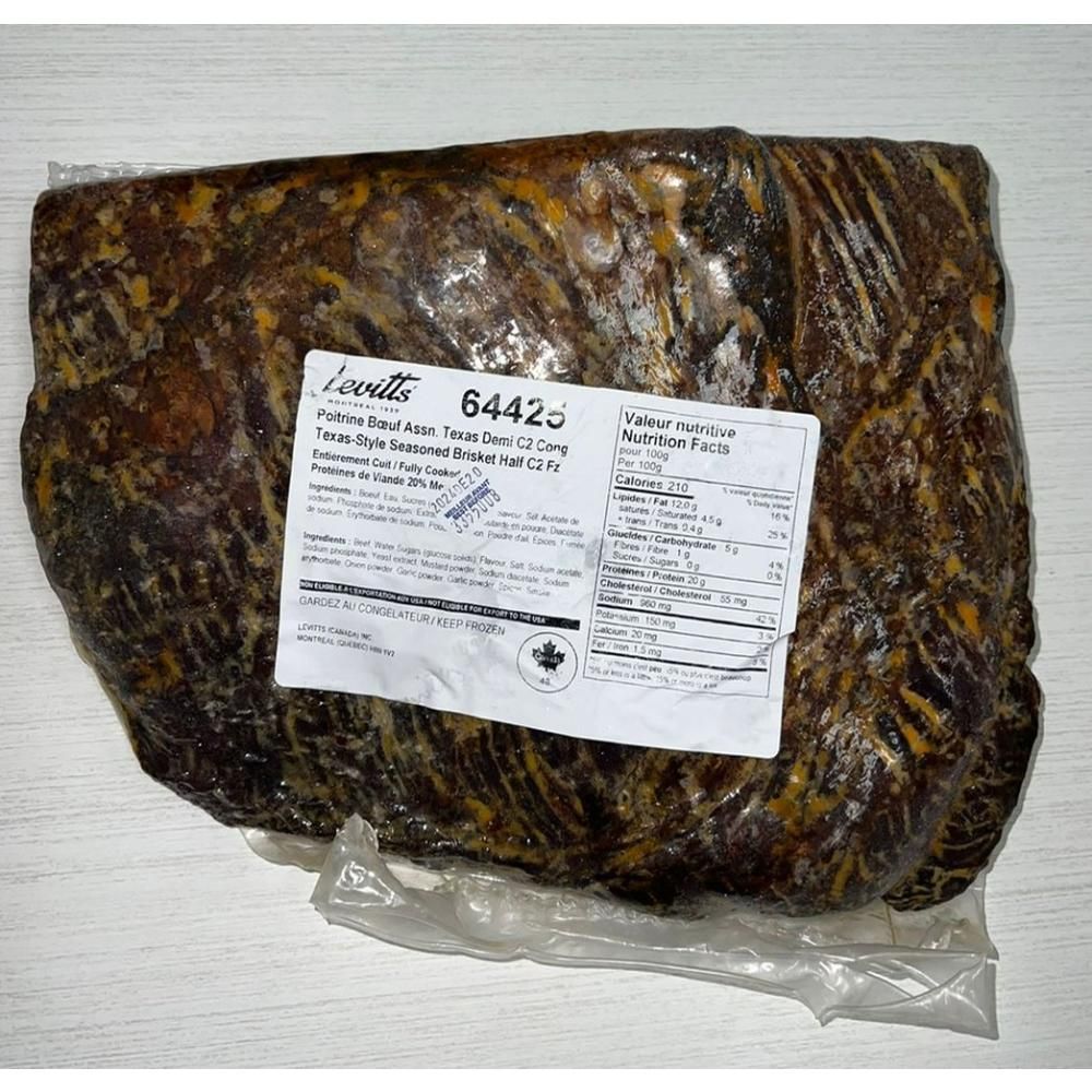 Levitts ,demi-poitrine De Bœuf Fumée À La Texane, 2,4 Kg – 2 Par Caisse