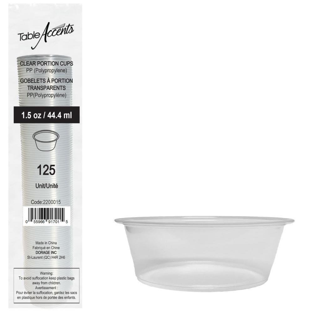 Table Accents Clear Polypropylene 1.5 Oz Portion Cup, 125 Count -- 20 Per Case