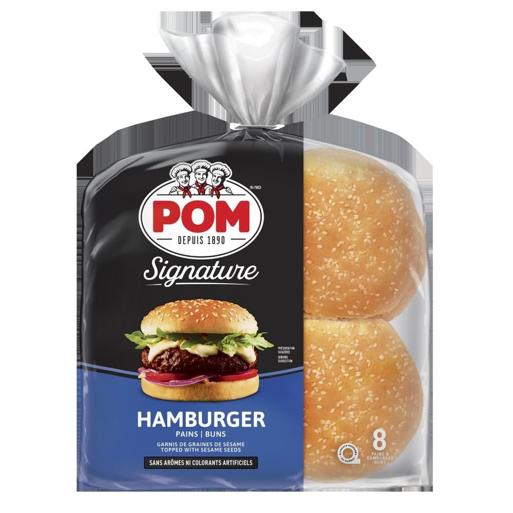 Pom Signature Sesame Seed Hamburger Bread, 8 Count -- 12 Per Case