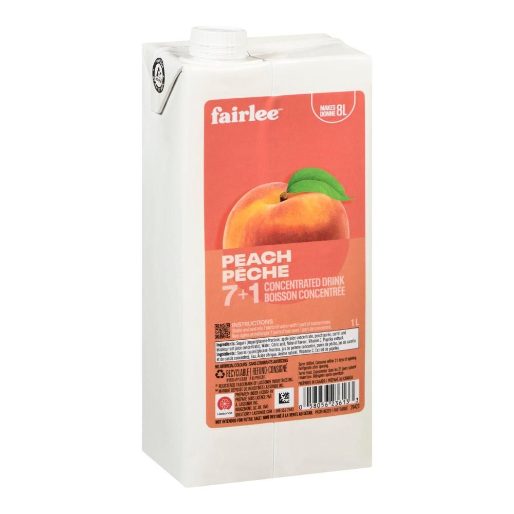Fairlee 7+1 Peach Drink Concentrate, 1 L -- 6 Per Case