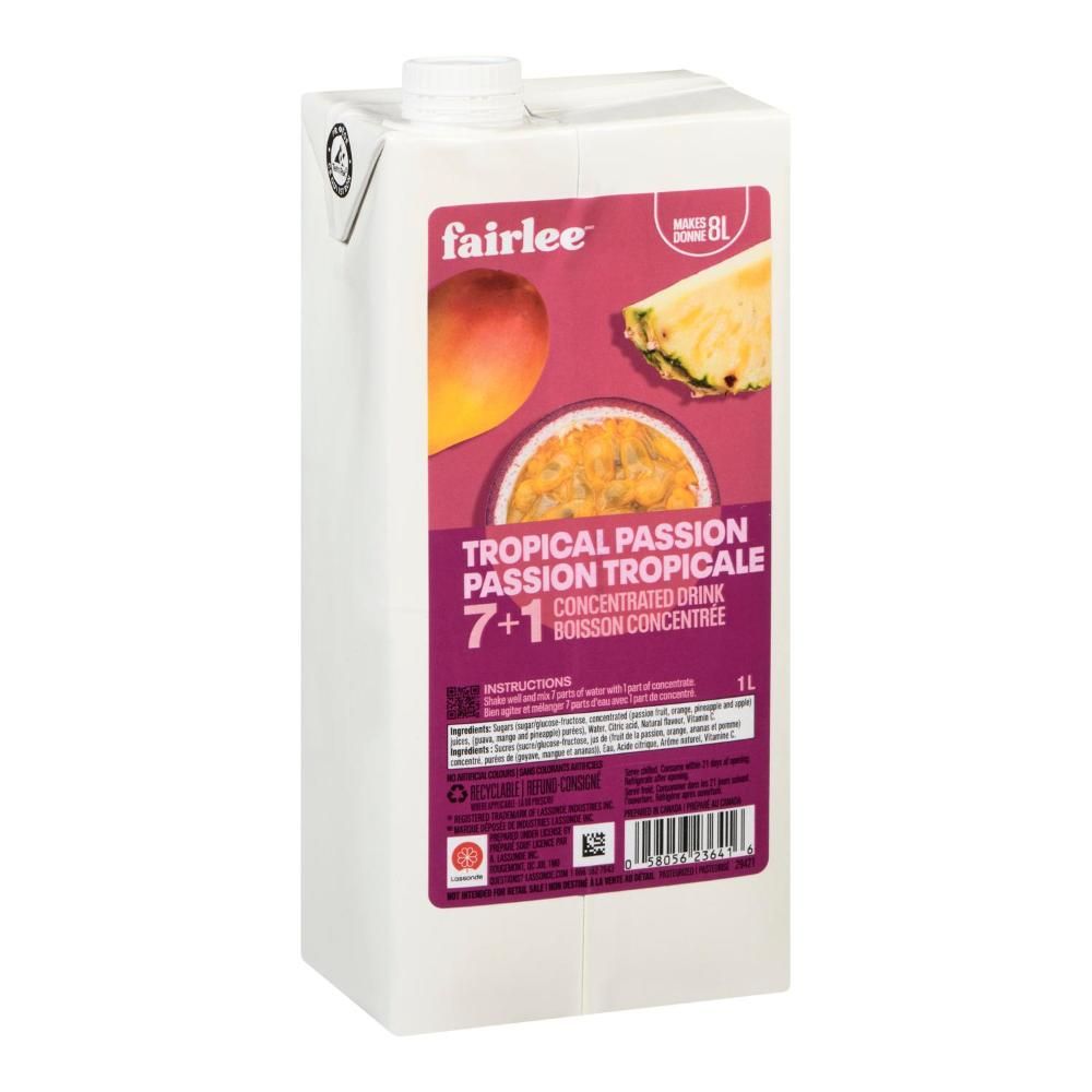 Fairlee 7+1 Tropical Passion Drink Concentrate, 1 L -- 6 Per Case