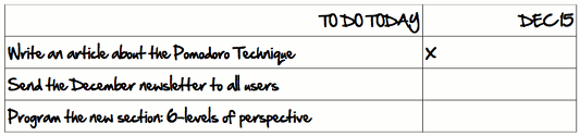 to-do today sheet, marked