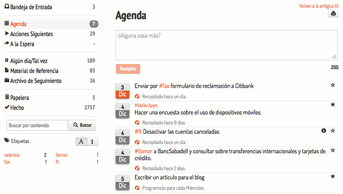 Organización de listas en FacileThings