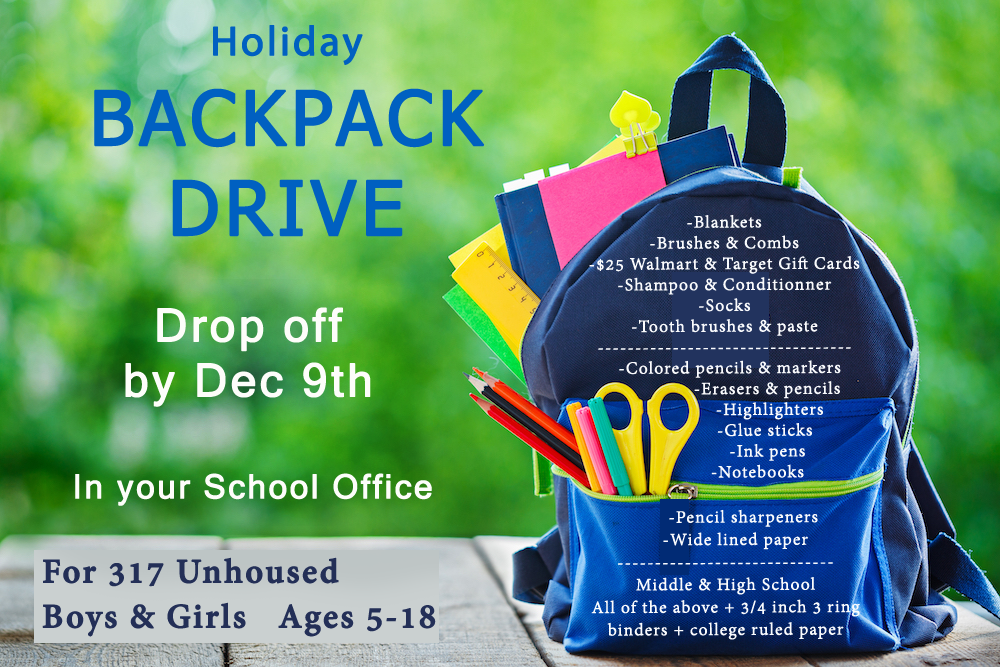 Holiday Backpack Drive Fundly