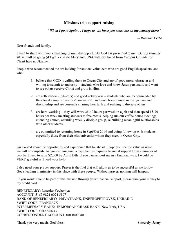 Jenny's Support Letter Jenny's Support Letter