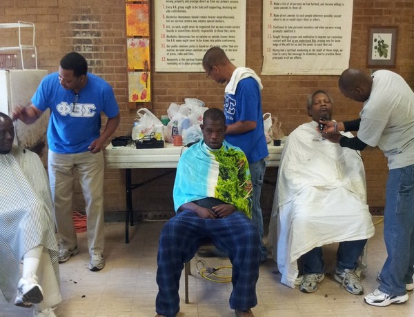 Bros. Crisp, Abdul-Haqq & Scott provide haircuts for residents Bros. Crisp, Abdul-Haqq & Scott provide haircuts for residents