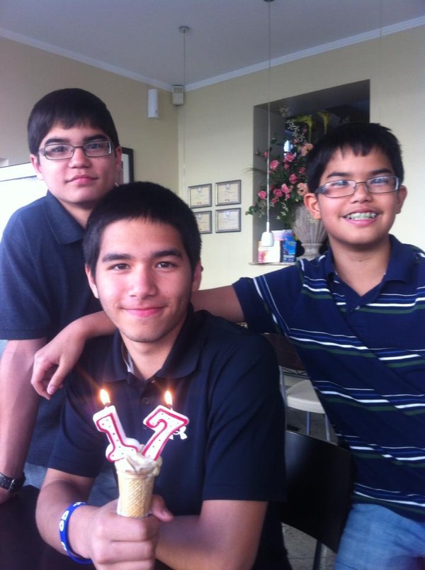 L-R Zhon, Shawn, Ian on his 17th birthday L-R Zhon, Shawn, Ian on his 17th birthday