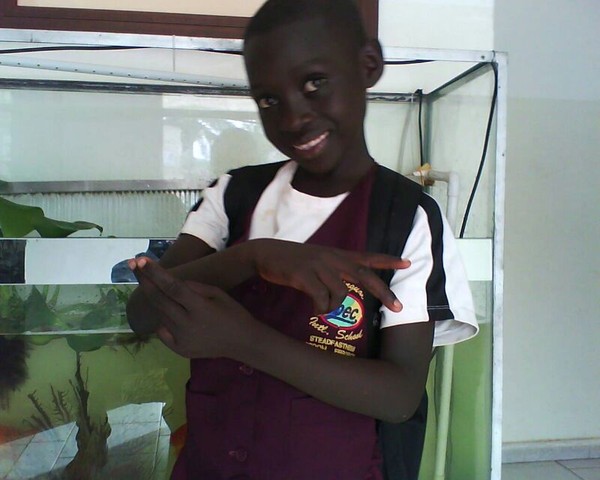 In his new school uniform! In his new school uniform!