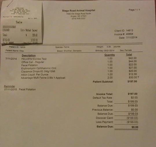 Vet bill Vet bill