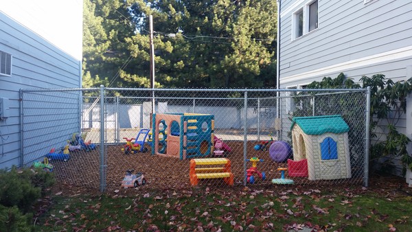 Our current small play yard with room for only six students and 1 teacher! Our current small play yard with room for only six students and 1 teacher!