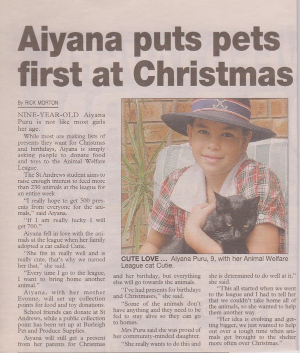 Aiyana loves to fundraise for animals. Aiyana loves to fundraise for animals.