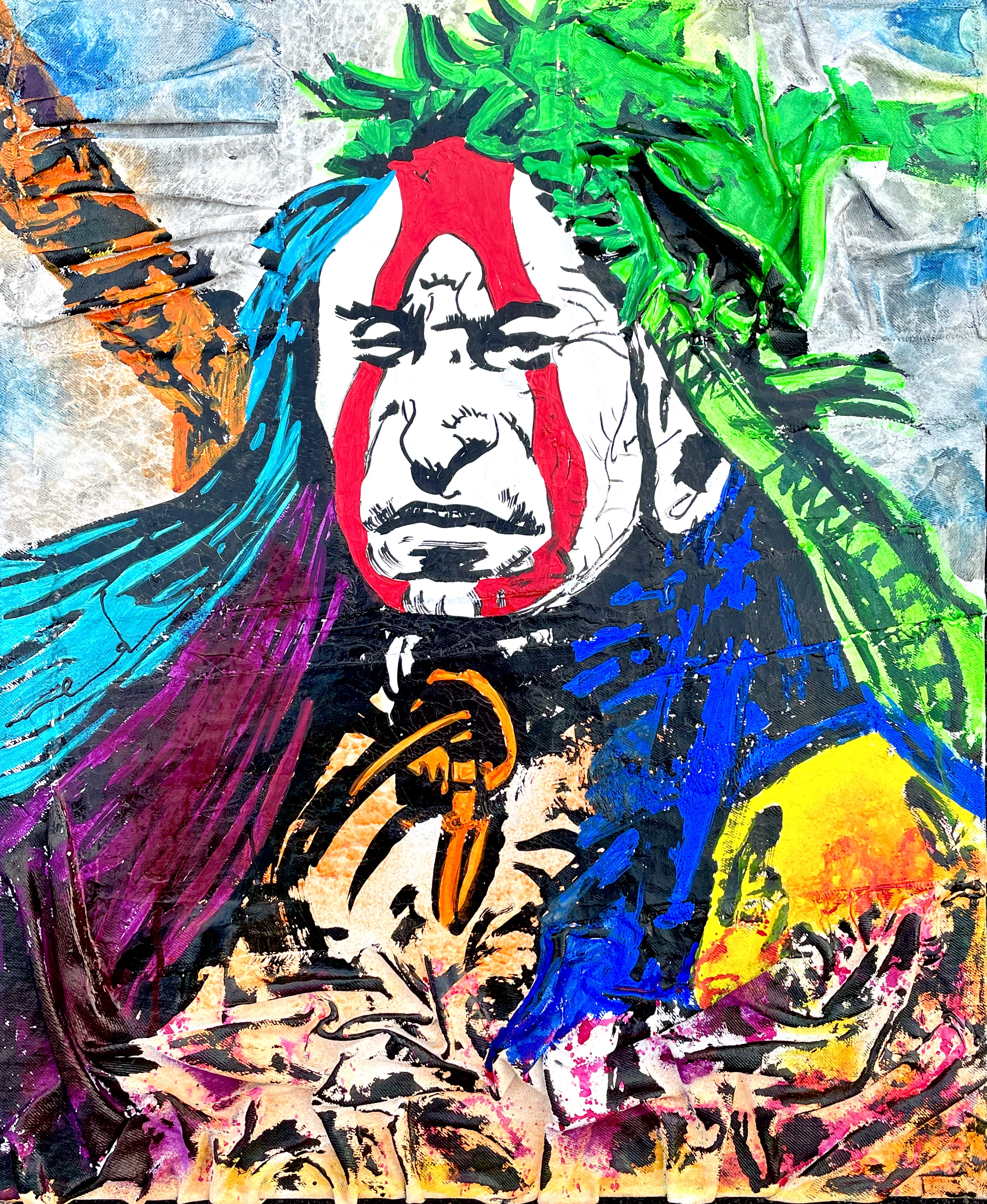 Indian Contemporary art - Abstract portrait - Denim in art