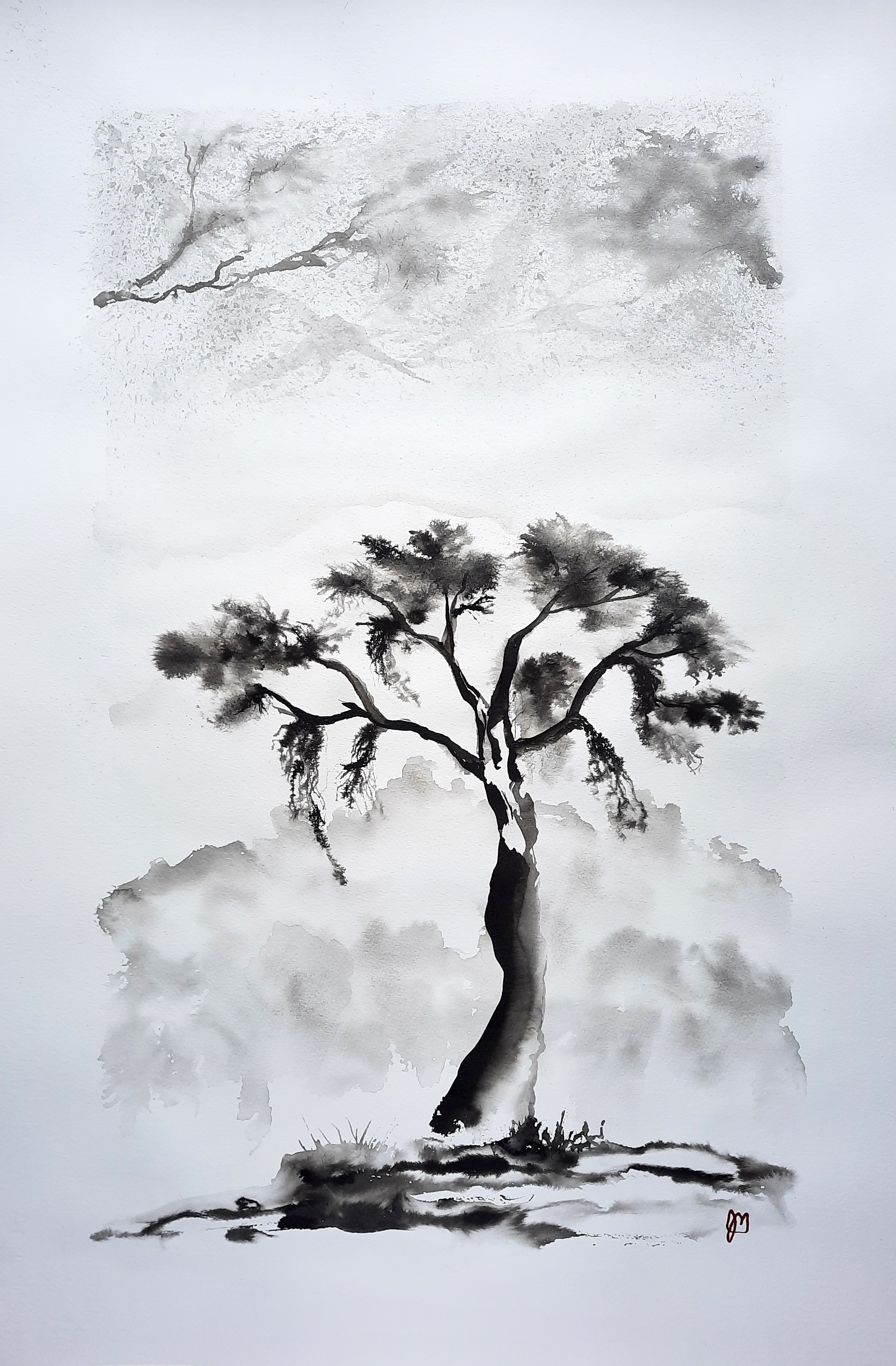 S037 Jytte Mørch ユッテ・モルク Landscape 水彩画 L'arbre et la grenouille, #300, by the artist Jules Morissette