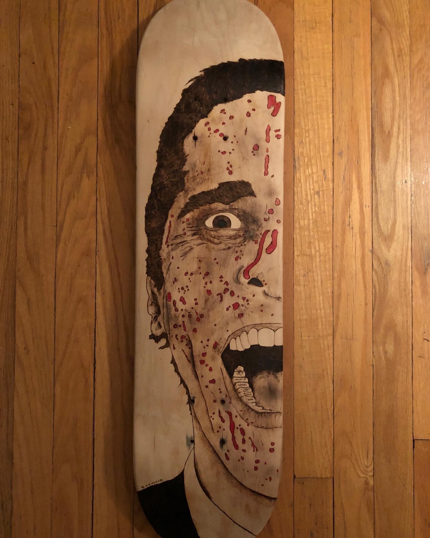 American Psycho Skateboard, by the artist BoxWood Designs