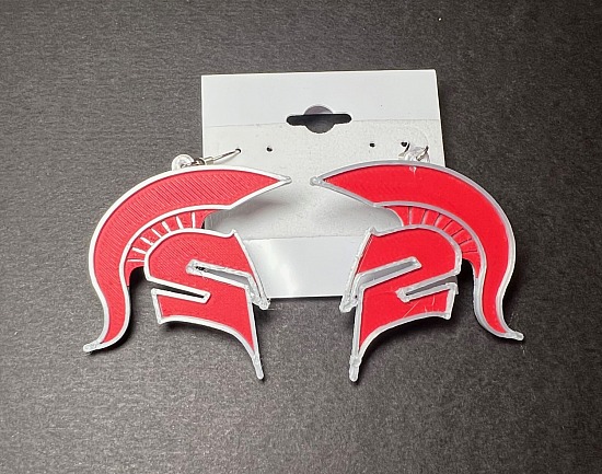 Earrings - EBA Spartan - Red and Silver