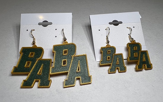 Earrings - BA - Green and Sparkle Gold
