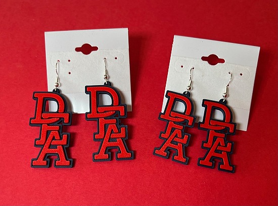 Earrings - DEA - Red with Blue Outline
