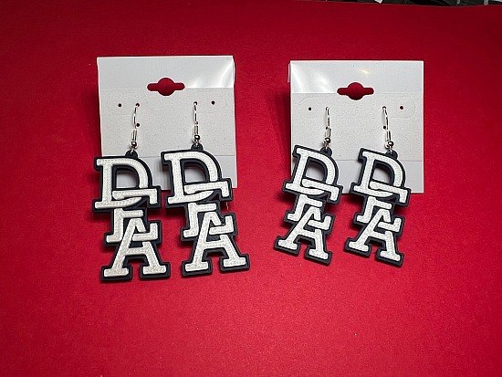 Earrings - DEA - White with Blue Outline