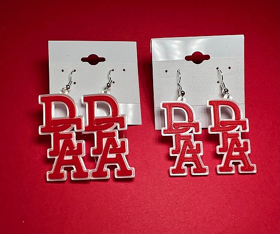 Earrings - DEA - Red with White Outline