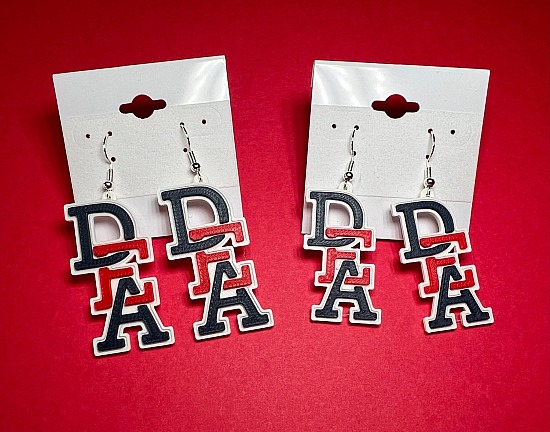 Earrings - DEA - Blue and Red with White Outline