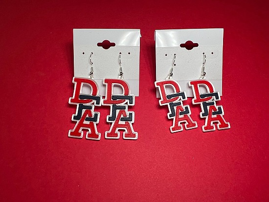 Earrings - DEA - Red and Blue with White Outline