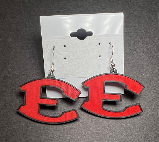 Earrings - ECI E - Red with Black Outline