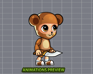 BearBoy 2D Game Sprites - Royalty free game art - gif preview