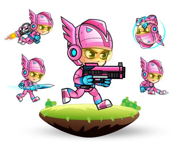 SpaceGirl 2D Game Sprites - Royalty free game art - gif preview