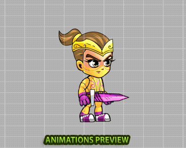 Ninja Girl 2D Game Charcter Sprites - Royalty free game art - gif preview