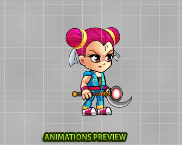 Kim 2D Game Charcter Sprites - Royalty free game art - gif preview