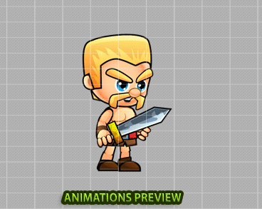 Barbarian 2D Game Character Sprites - Royalty free game art - gif preview