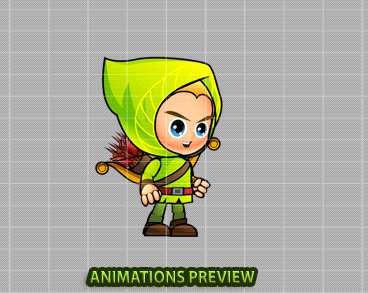 Archer 2D Game Character Sprites - Royalty free game art - gif preview