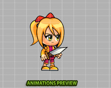 Sophie 2D Game Character Sprites - Royalty free game art - gif preview