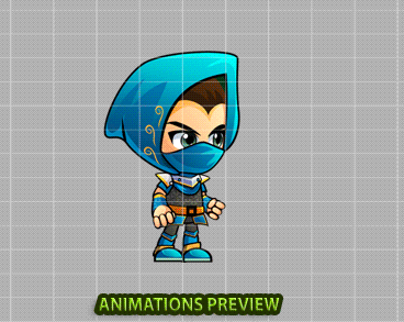 Assassin 004 2Game Character Sprites - Royalty free game art - gif preview