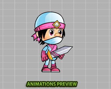 NinjaFlor 2D Game Sprites - Royalty free game art - gif preview